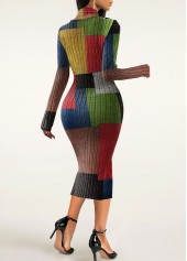 Geometric Print Criss Cross Rainbow Color Halter Bodycon Dress