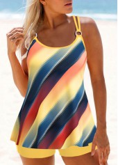 Mid Waisted Dazzle Colorful Circular Ring Tankini Set
