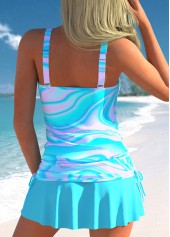 Ombre Circular Ring Cyan Tankini Set