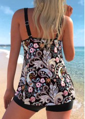 Paisley Print Patchwork Black Tankini Top-No Bottom