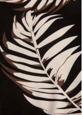 Tropical Plants Print Tummy Coverage Black Short Dress