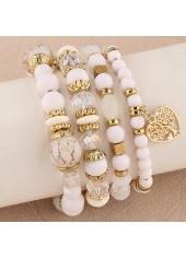 Hollow Heart Alloy Beige Bracelet Set