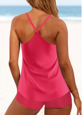 Leopard Handkerchief Hem Coral Tankini Set