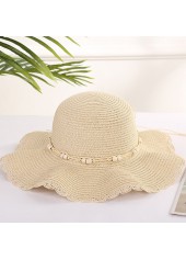 Bowknot Beige Beads Detail Visor Hat
