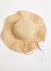 Bowknot Beige Beads Detail Visor Hat