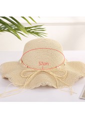 Bowknot Beige Beads Detail Visor Hat