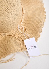 Bowknot Beige Beads Detail Visor Hat