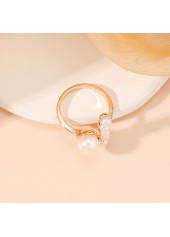 Pearl Detail Open Gold Alloy Ring