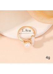 Pearl Detail Open Gold Alloy Ring
