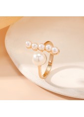 Pearl Detail Open Gold Alloy Ring