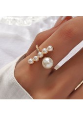 Pearl Detail Open Gold Alloy Ring