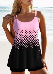 Plus Size Pink Ombre Patchwork Tankini Set