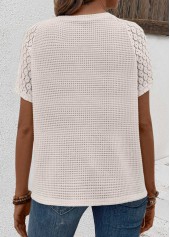 Patchwork Beige Short Sleeve Round Neck T Shirt