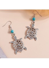 Hollow Turtle Silvery White Alloy Earrings