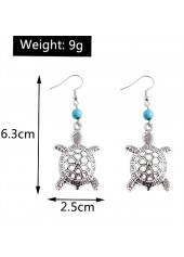 Hollow Turtle Silvery White Alloy Earrings