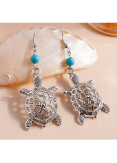 Hollow Turtle Silvery White Alloy Earrings