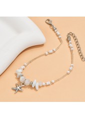 Asymmetric Starfish Detail White Alloy Anklet