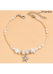 Asymmetric Starfish Detail White Alloy Anklet