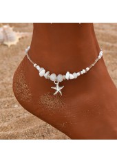Asymmetric Starfish Detail White Alloy Anklet
