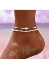 White Bohemian Heart Alloy Anklet Set