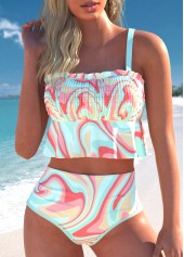 High Waisted Ruffle Multi Color Bikini Set