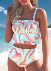 High Waisted Ruffle Multi Color Bikini Set