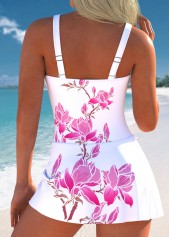 Floral Print Tie Pink One Piece Swimdress