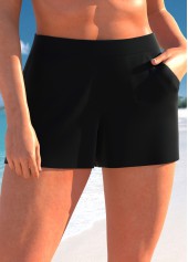 Pocket High Waisted Black Beach Shorts