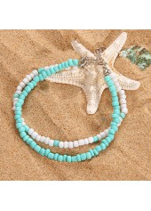 Beaded Layered Mint Green Polyresin Anklet
