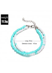 Beaded Layered Mint Green Polyresin Anklet