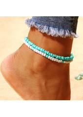 Beaded Layered Mint Green Polyresin Anklet