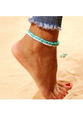 Beaded Layered Mint Green Polyresin Anklet