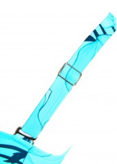 Floral Print Tie Cyan One Piece Swimdress