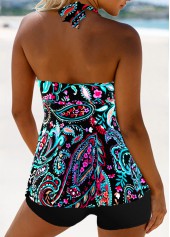 Plus Size Multi Color Paisley Print Surplice Tankini Top-No Bottom
