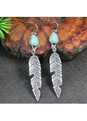 Feathers Design Silvery White Alloy Earrings