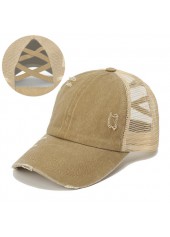 Mesh Patchwork Light Camel Baseball Cap