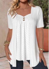 Plus Size White Fake 2in1 Short Sleeve Blouse