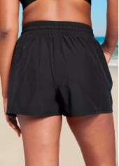Quick Drying High Waisted Pocket Black Beach Shorts