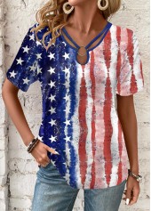 American Flag Circular Ring Multi Color T Shirt