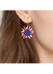 Sunflower American Flag Red Plastic Earrings