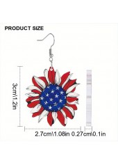 Sunflower American Flag Red Plastic Earrings