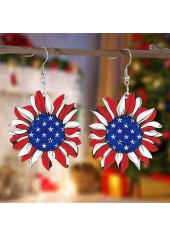 Sunflower American Flag Red Plastic Earrings