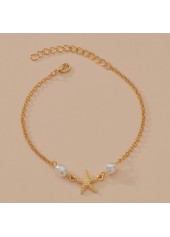 Pearl Design Gold Alloy Starfish Anklet