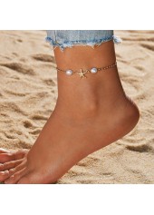 Pearl Design Gold Alloy Starfish Anklet