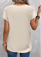 Floral Print Light Camel Short Sleeve T Shirt