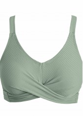 Tropical Plants Print Criss Cross Sage Green Bikini Set