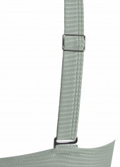 Tropical Plants Print Criss Cross Sage Green Bikini Set