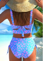 Leopard Bowknot Sky Blue Bikini Set