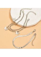 Silvery White Alloy Butterfly Anklet Set
