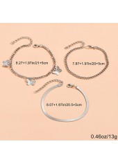 Silvery White Alloy Butterfly Anklet Set